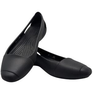 Crocs Women’s Classic Ballet Flat Black Comfort Slip On Shoes Size 6